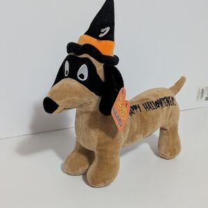 Halloween Dachshund Plush Toy with Witch Hat